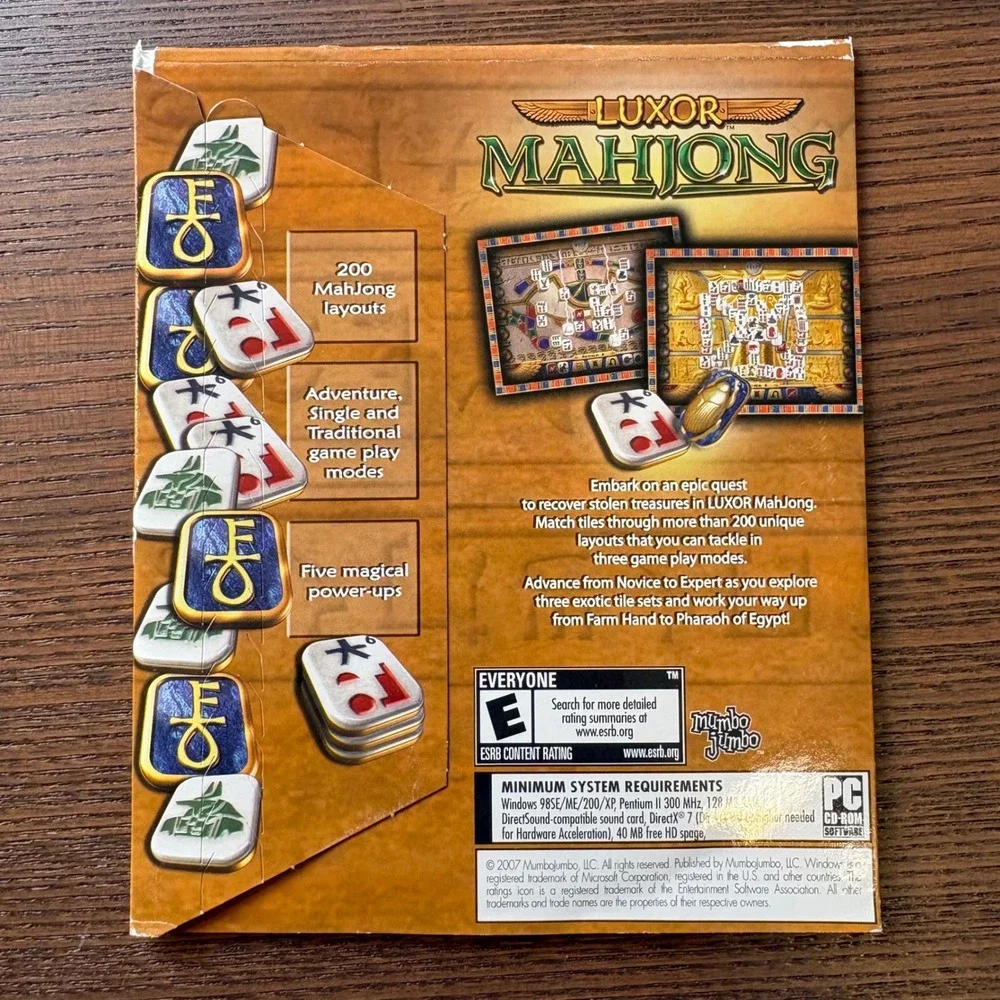 Luxor Mahjong PC CD-ROM MumboJumbo Premium Casual Games 2007 Windows XP‎ 98 2000